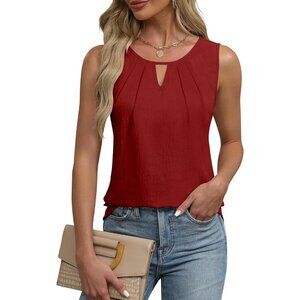 Blooming Jelly Womens Dark Red Sleeveless Basic Loose Casual Summer Tank Top